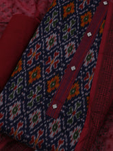 Patch Neck Cotton Blend Unstitched Suit With Dupatta